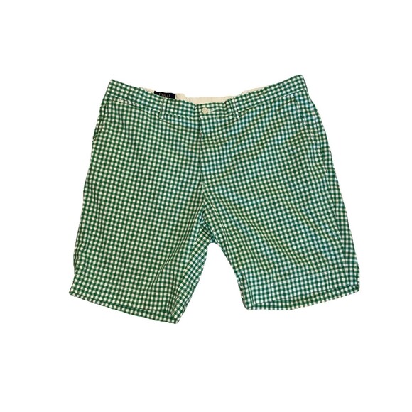 Polo by Ralph Lauren Suffield Shorts Men's 38 Green White Check 100% Cotton - Picture 1 of 5